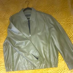 Men’s olive green leather jacket